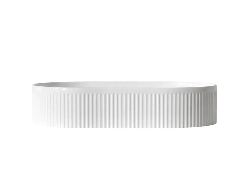 KENSINGTON 560X350X120 OVAL FLUTED BASIN WHITE/BLACK FIL Kitchen Bathroom