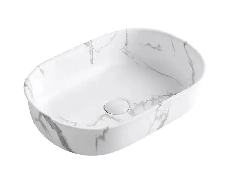 BRONTE Oval Above Counter Basin Gloss white/Matte white/Matte Black/Carrara 500x350x130mm otti