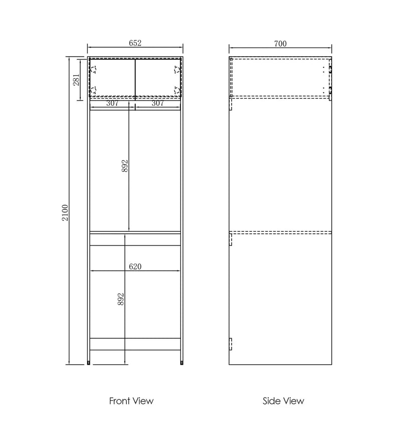 Hampshire Laundry Cabinet Black Tall Washing Machine Cabinet 2100mm - FIL Kitchen Bathroom