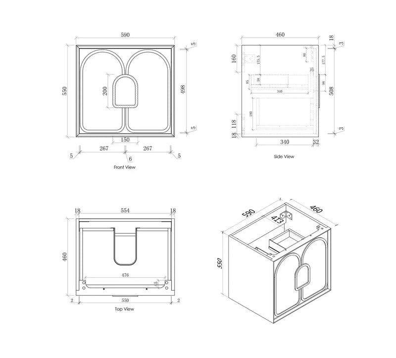 LAGUNA SATIN WHITE 600X460 VANITY FIL Kitchen Bathroom