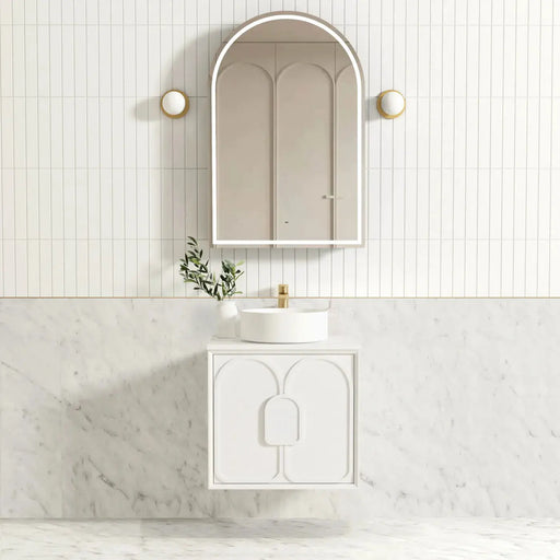 Laguna Satin White Wall Hung Vanity 600mm/750mm/900mm - FIL Kitchen Bathroom