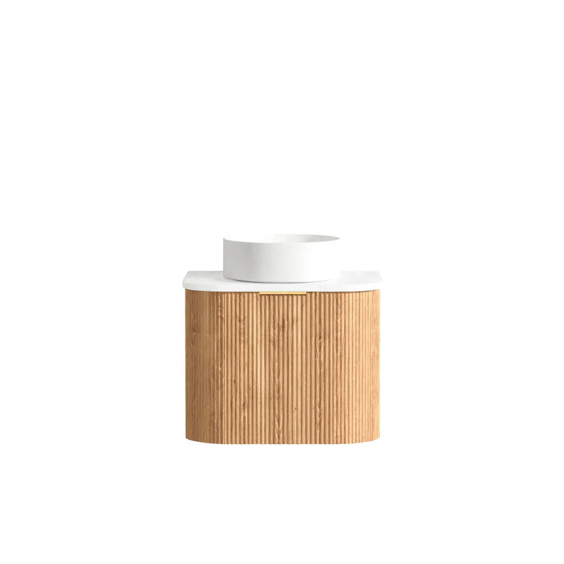 BONDI WOODLAND OAK FLUTED 600X460 CURVE VANITY FIL Kitchen Bathroom