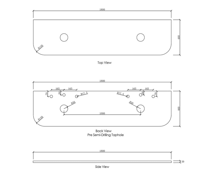 BONDI WOODLAND OAK FLUTED 1800X460 CURVE VANITY FIL Kitchen Bathroom