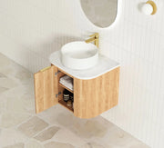 BONDI WOODLAND OAK FLUTED 600X460 CURVE VANITY FIL Kitchen Bathroom