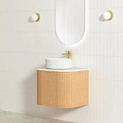 BONDI WOODLAND OAK FLUTED 600X460 CURVE VANITY FIL Kitchen Bathroom