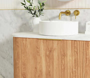 BONDI WOODLAND OAK FLUTED 1500X460 CURVE VANITY FIL Kitchen Bathroom