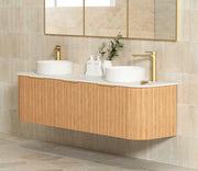 BONDI WOODLAND OAK FLUTED 1800X460 CURVE VANITY FIL Kitchen Bathroom
