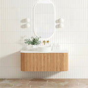BONDI WOODLAND OAK FLUTED 1200X460 CURVE VANITY FIL Kitchen Bathroom