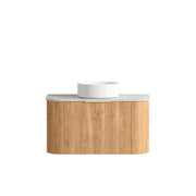 BONDI WOODLAND OAK FLUTED 900X460 CURVE VANITY FIL Kitchen Bathroom