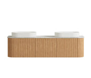 BONDI WOODLAND OAK FLUTED 1800X460 CURVE VANITY FIL Kitchen Bathroom