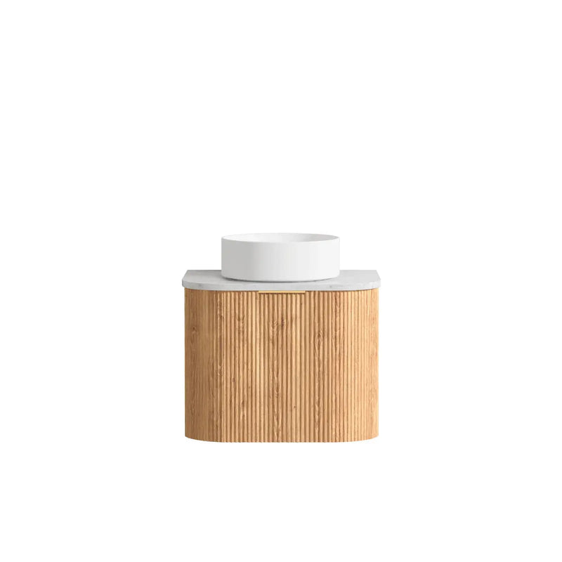 BONDI WOODLAND OAK FLUTED 600X460 CURVE VANITY FIL Kitchen Bathroom
