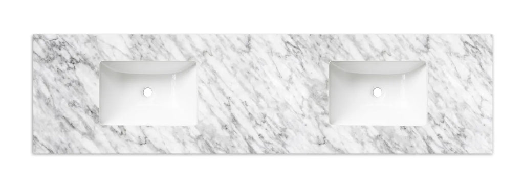 Natural Carrara Marble Top with Double Undermount Basins 1200mm/1500mm/1800mm