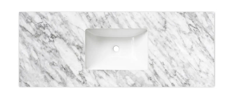 Natural Carrara Marble Top with Undermount Basin 600mm/750mm/900mm/1200mm - FIL Kitchen Bathroom