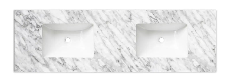 Natural Carrara Marble Top with Double Undermount Basins 1200mm/1500mm/1800mm - FIL Kitchen Bathroom