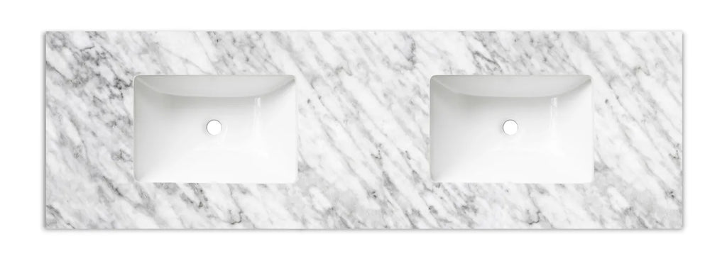 Natural Carrara Marble Top with Double Undermount Basins 1200mm/1500mm/1800mm