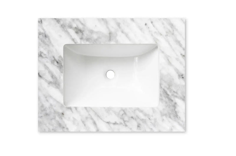 Natural Carrara Marble Top with Undermount Basin 600mm/750mm/900mm/1200mm - FIL Kitchen Bathroom