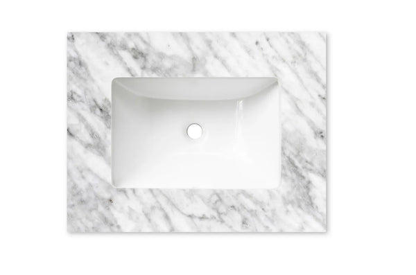 Natural Carrara Marble Top with Undermount Basin 600mm/750mm/900mm/1200mm