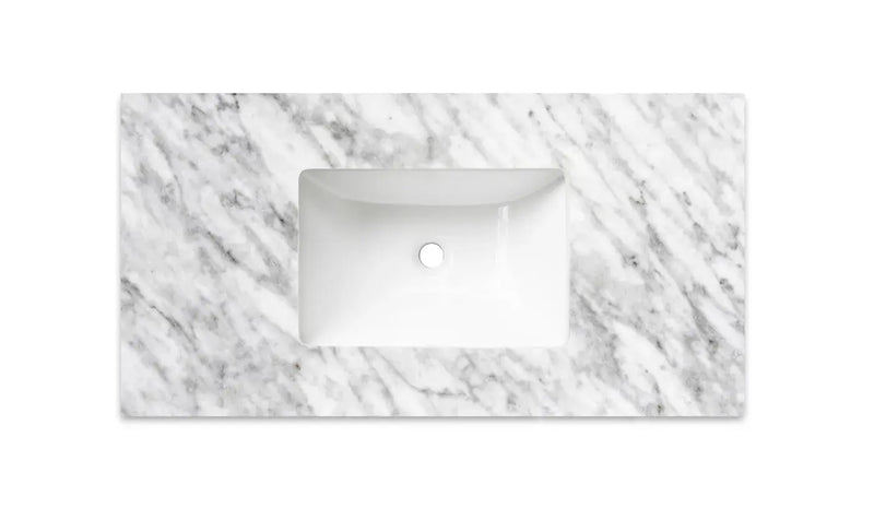Natural Carrara Marble Top with Undermount Basin 600mm/750mm/900mm/1200mm - FIL Kitchen Bathroom
