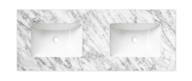 Natural Carrara Marble Top with Double Undermount Basins 1200mm/1500mm/1800mm - FIL Kitchen Bathroom