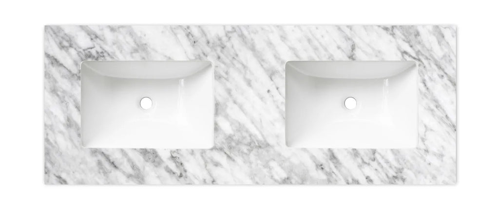 Natural Carrara Marble Top with Double Undermount Basins 1200mm/1500mm/1800mm