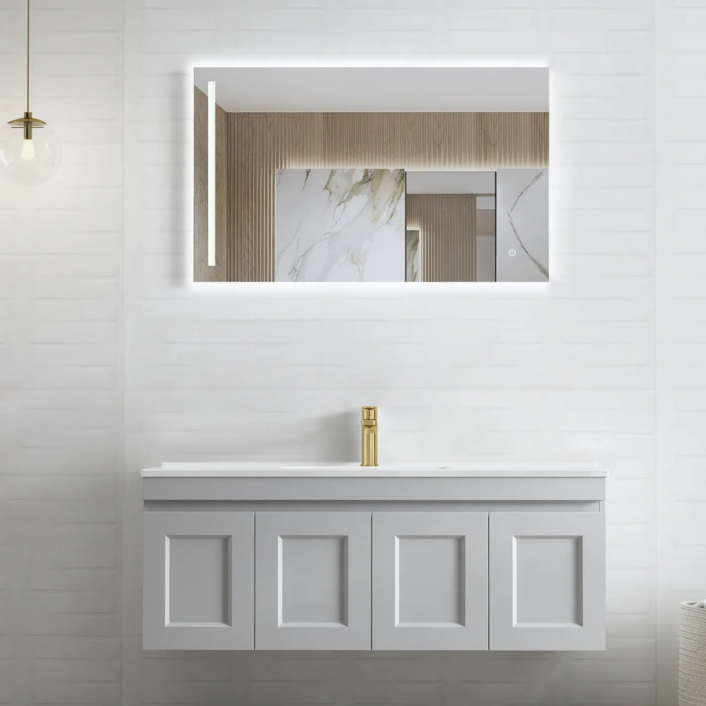 SATIN LIGHT GREY HAMPTON MARK II 1200MM WALL HUNG VANITY