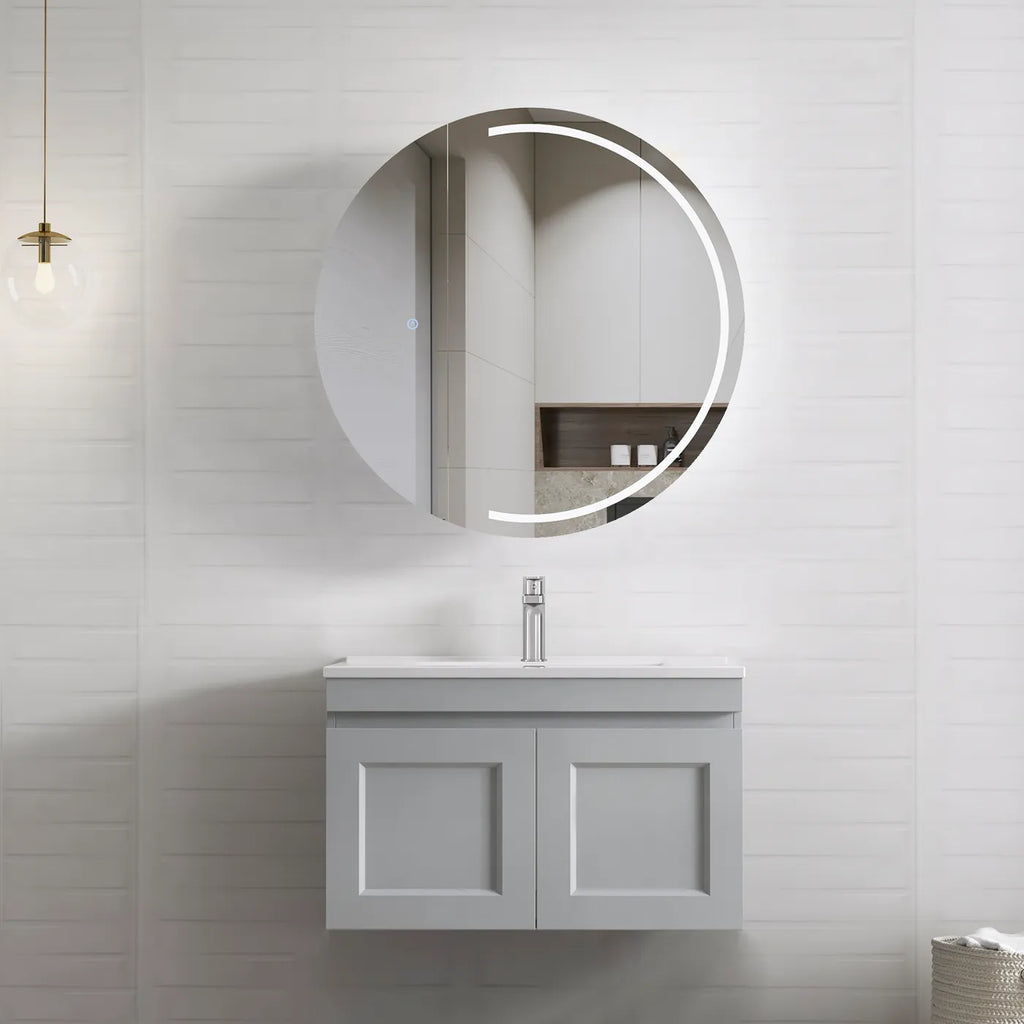 SATIN LIGHT GREY HAMPTON MARK II 750MM WALL HUNG VANITY