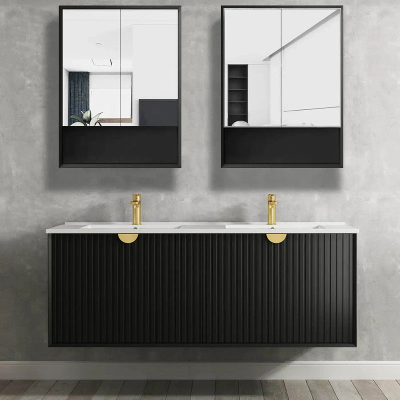 MARLO MATTE BLACK 600X800X150 SHAVING CABINET FIL Kitchen Bathroom