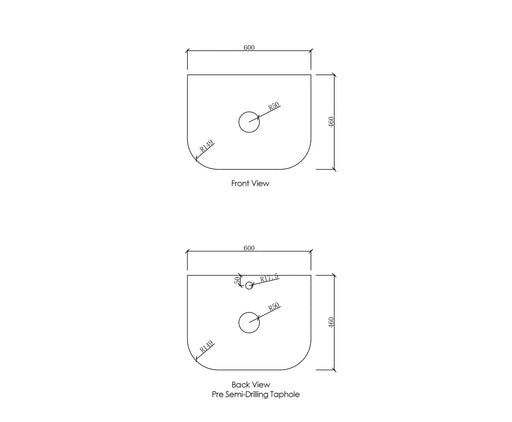 Bondi Pure White Above Counter Vanity Top 600mm/750mm/900mm/1200mm - FIL Kitchen Bathroom