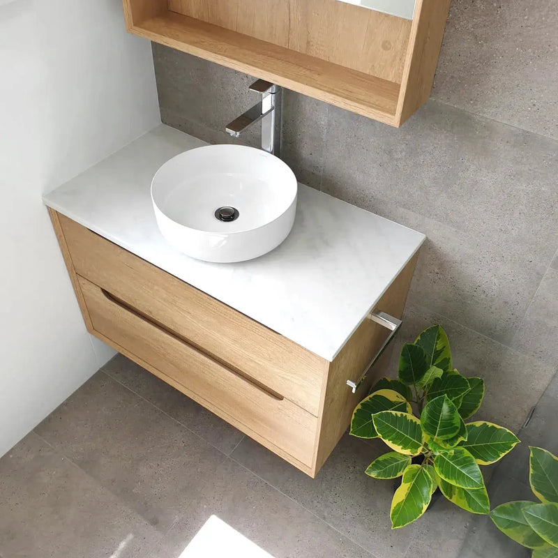 Solid Surface Cloudy Carrara Above Counter Vanity Top 600mm/750mm/900mm/1200mm - FIL Kitchen Bathroom