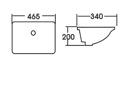 UNDER MOUNT BASIN SQUARE 465X345X200mm FIL Kitchen Bathroom