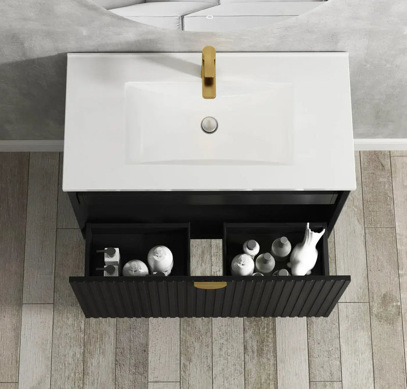 MATTE BLACK MARLO 900MM WALL HUNG VANITY FIL Kitchen Bathroom