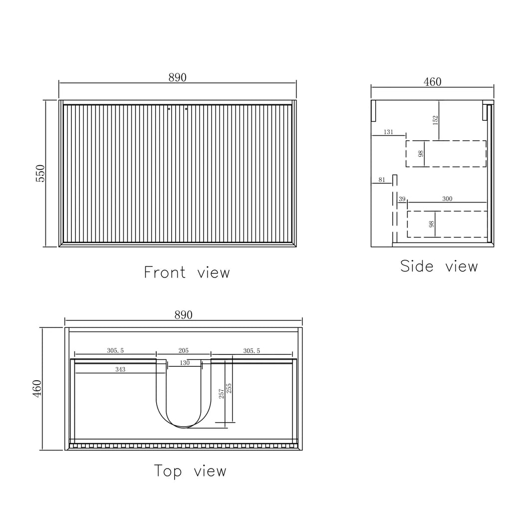 MATTE BLACK MARLO 900MM WALL HUNG VANITY