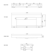 MOONLIGHT 1200X460X80MM SOLID SURFACE TOP WALL HUNG BASIN FIL Kitchen Bathroom