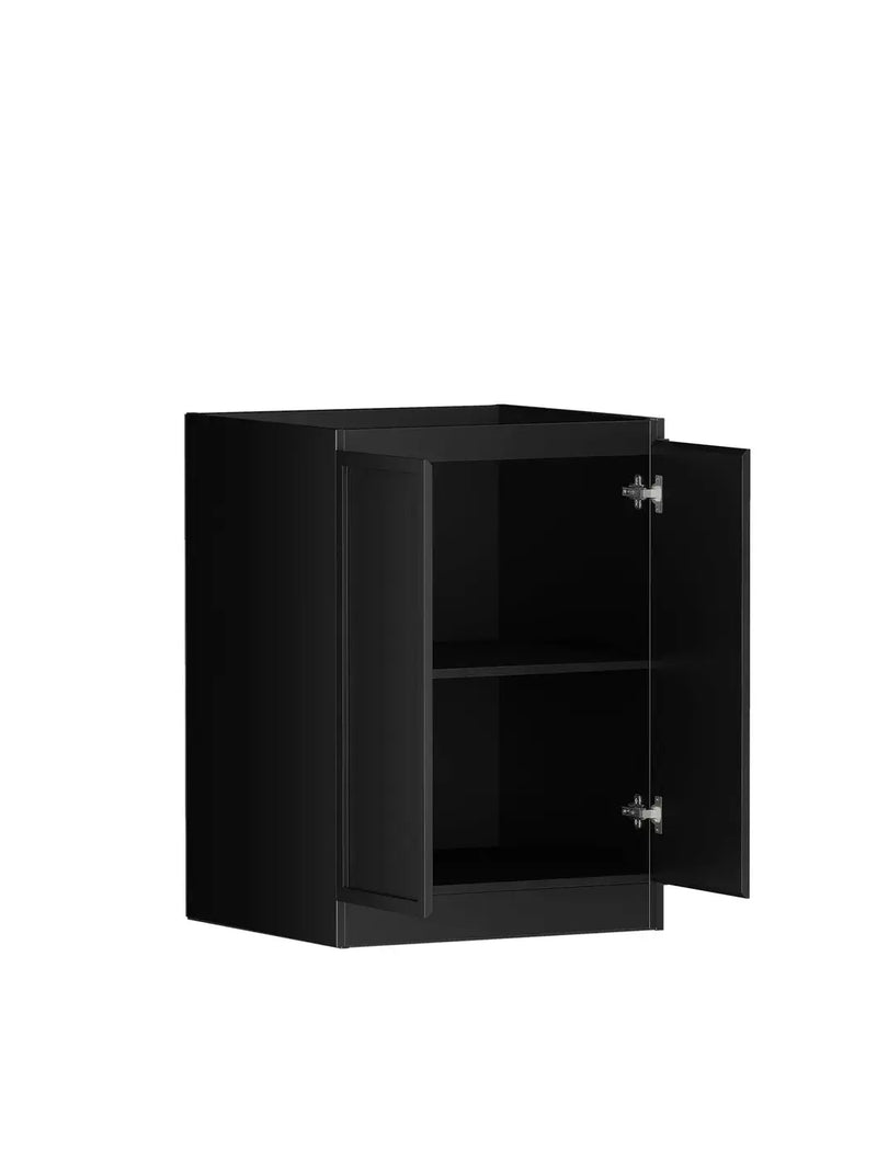 Hampshire Matte Black Base Laundry Cabinet with Stone Top and Sink 1300x600x900mm otti