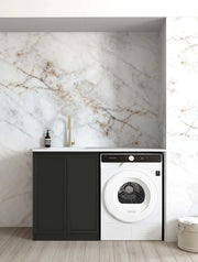 Hampshire Matte Black Base Laundry Cabinet with Stone Top and Sink 1300x600x900mm otti