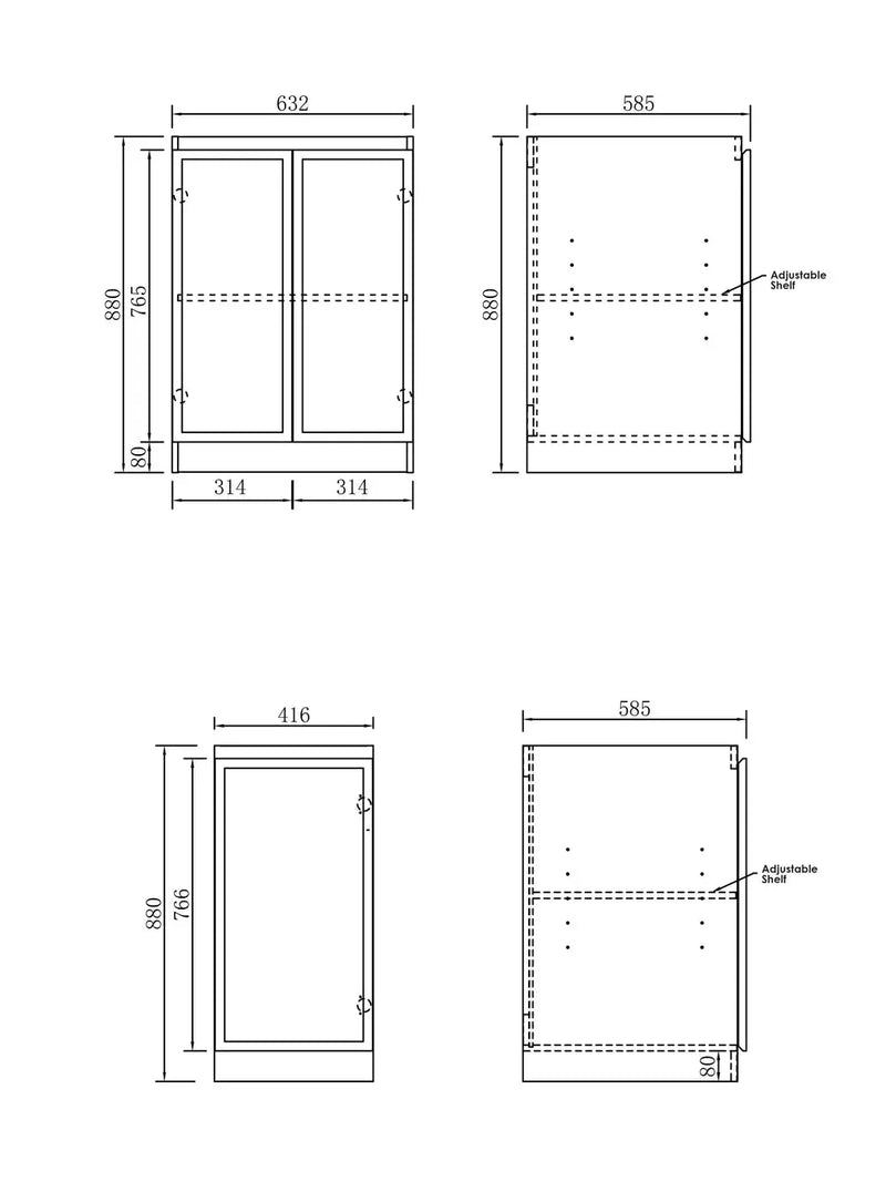 Hampshire Matte Black Base Laundry Cabinet with Stone Top and Sink 1060x600x900mm otti