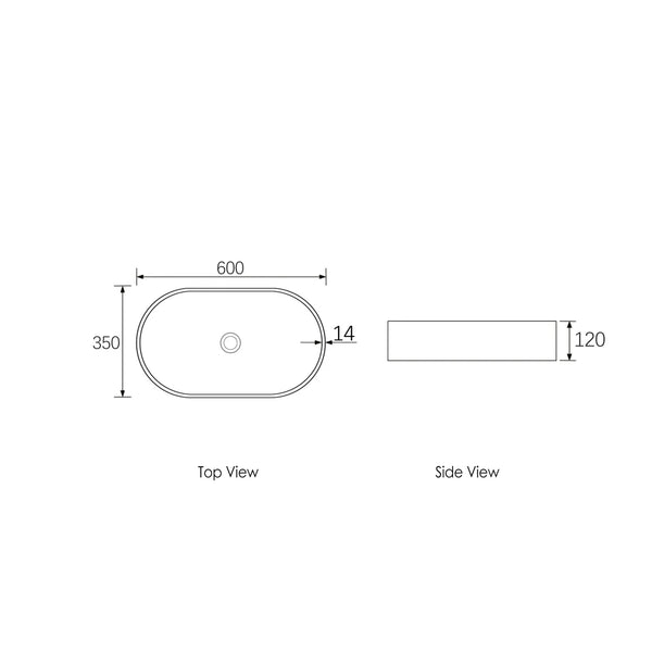 Clayton Oval Concrete Sand Above Counter Basin  600x350x120mm