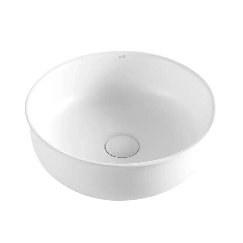 Bronte Round Above Counter Basin Gloss White/Matte White 360x360x130mm - FIL Kitchen Bathroom