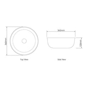 Bronte Round Above Counter Basin Gloss White/Matte White 360x360x130mm - FIL Kitchen Bathroom