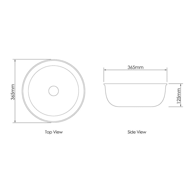 Bronte Round Above Counter Basin Gloss White/Matte White 360x360x130mm - FIL Kitchen Bathroom