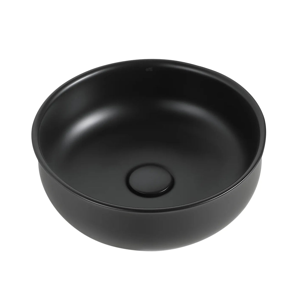 Bronte Round Above Counter Basin Matte Black 360x360x130mm