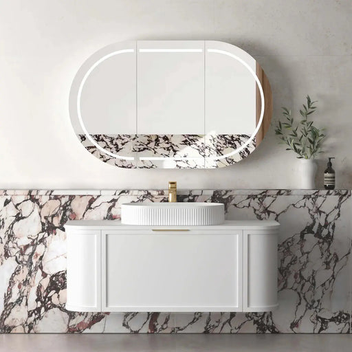 Hampshire Satin White Wall Huang Curve Vanity 1200mm otti