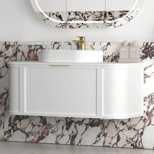 Hampshire Satin White Wall Huang Curve Vanity 1200mm otti