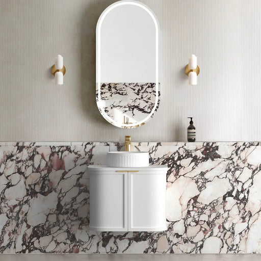 Hampshire Satin White Wall Huang Curve Vanity 600mm otti
