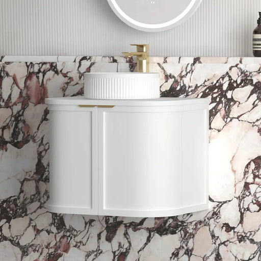 Hampshire Satin White Wall Huang Curve Vanity 600mm otti