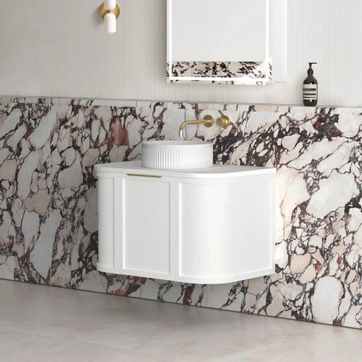 Hampshire Satin White Wall Huang Curve Vanity 750mm otti