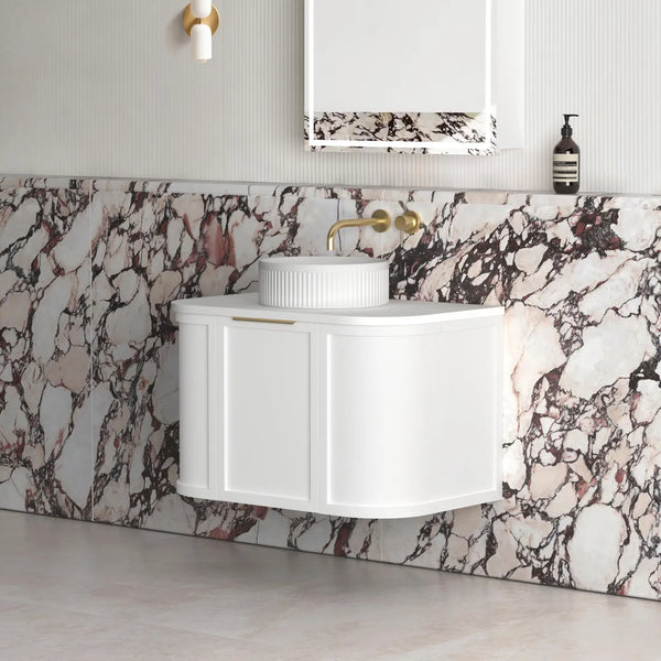 Hampshire Satin White Wall Huang Curve Vanity 750mm