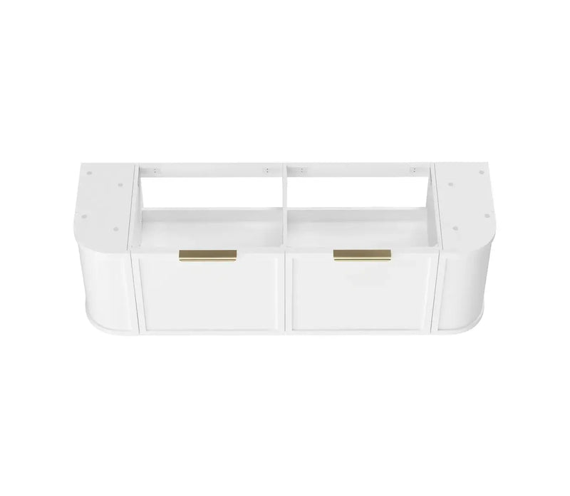 Hampshire Satin White Double Bowl Wall Huang Curve Vanity 1500mm otti