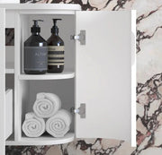 Hampshire Satin White Double Bowl Wall Huang Curve Vanity 1500mm otti