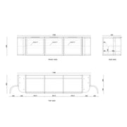 Hampshire Satin Double Bowl White Wall Huang Curve Vanity 1800mm otti